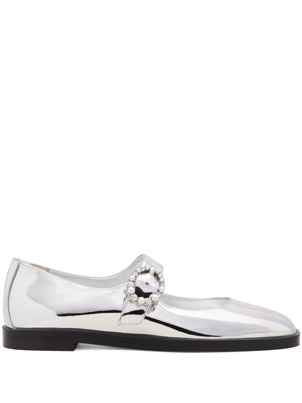 Stuart Weitzman Loralei Crystal 芭蕾平底鞋 - 银色