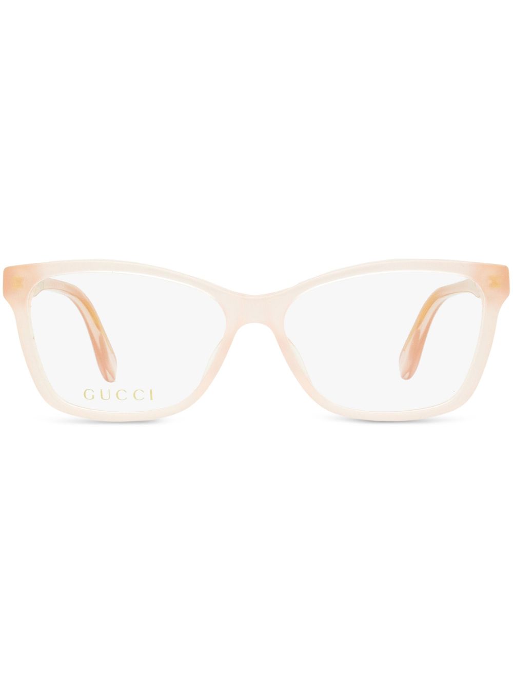 Gucci Eyewear logo标牌长方形镜框眼镜 - 粉色