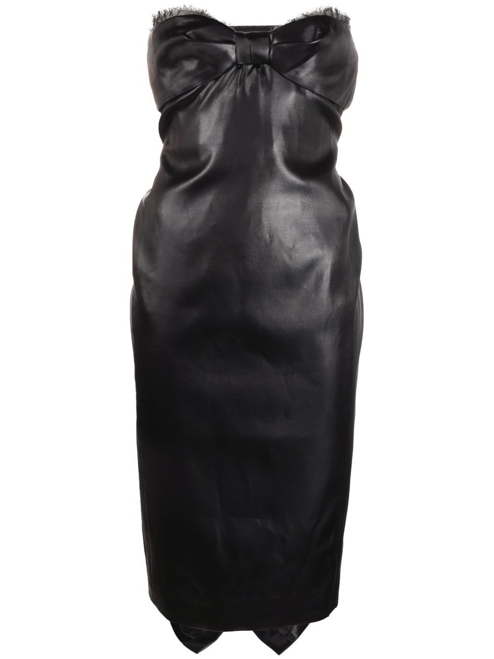 Saint Laurent 露肩中长连衣裙 - 黑色