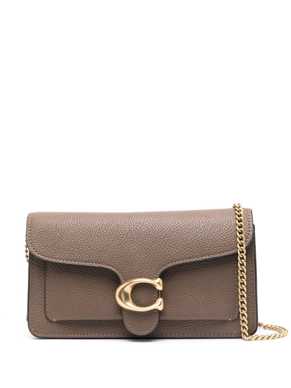 Coach logo标牌斜挎包 - 褐色