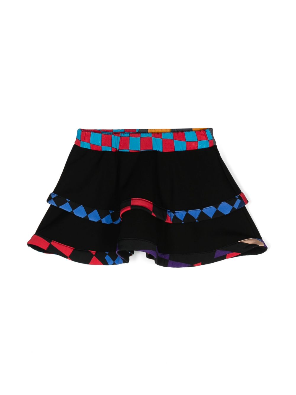 PUCCI Junior Giardino 边饰分层式迷你半身裙 - 黑色