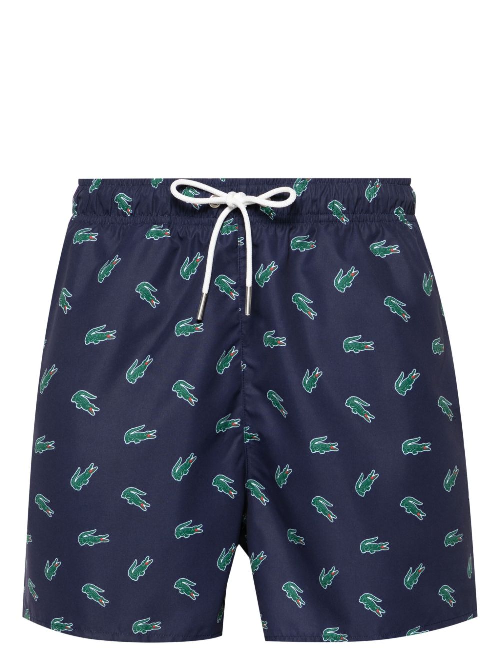 Lacoste 仿鳄鱼纹抽绳泳裤 - 蓝色