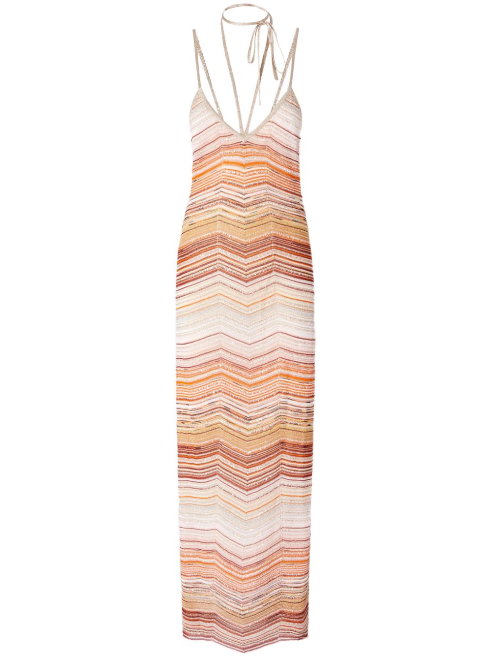 Missoni 人字纹图案编织超长连衣裙 - 中性色