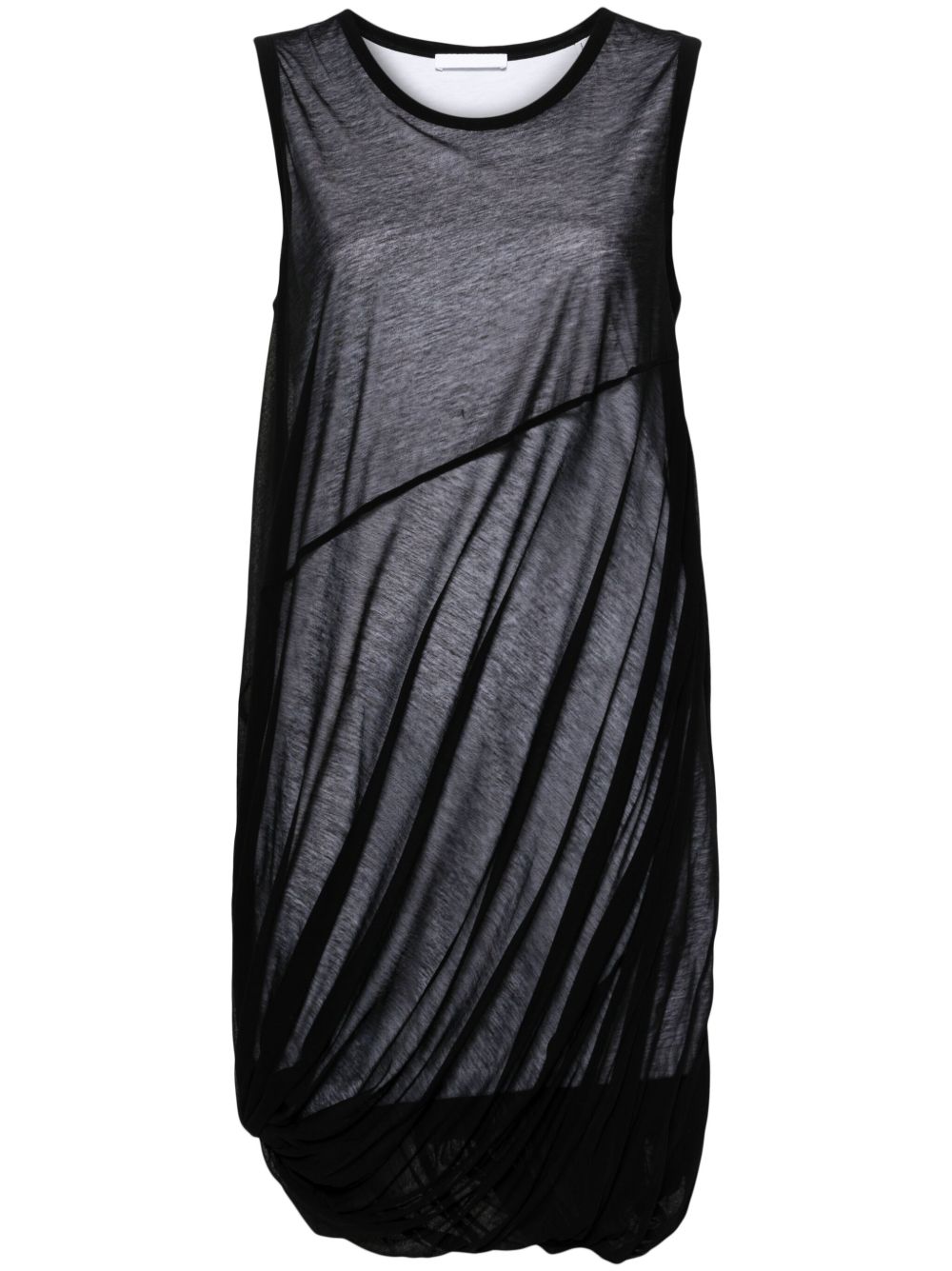 Helmut Lang 半透明分层式棉迷你连衣裙 - 黑色
