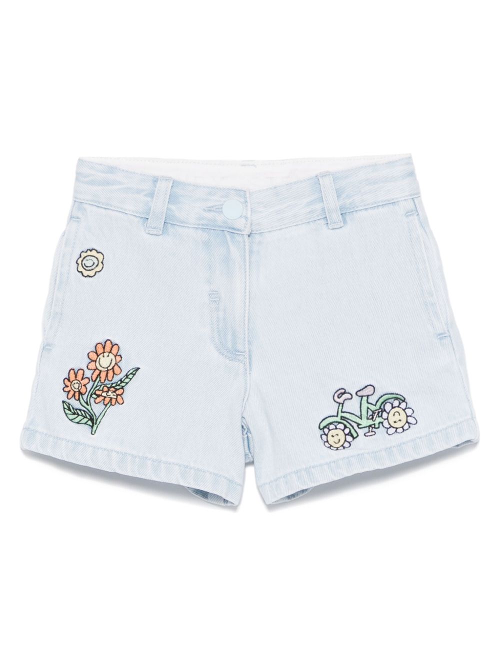 Stella McCartney Kids 刺绣牛仔短裤 - 蓝色