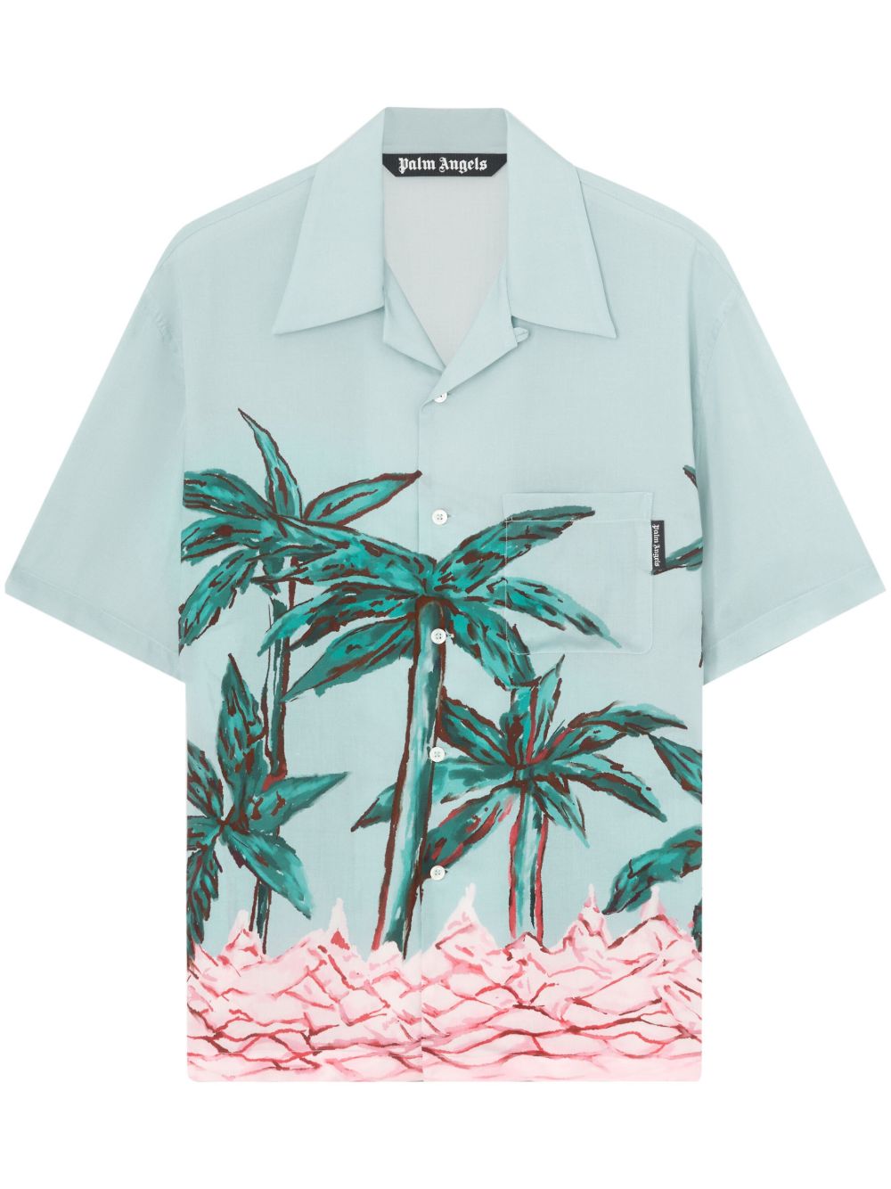 Palm Angels Palms Row 排扣保龄球衬衫 - 蓝色