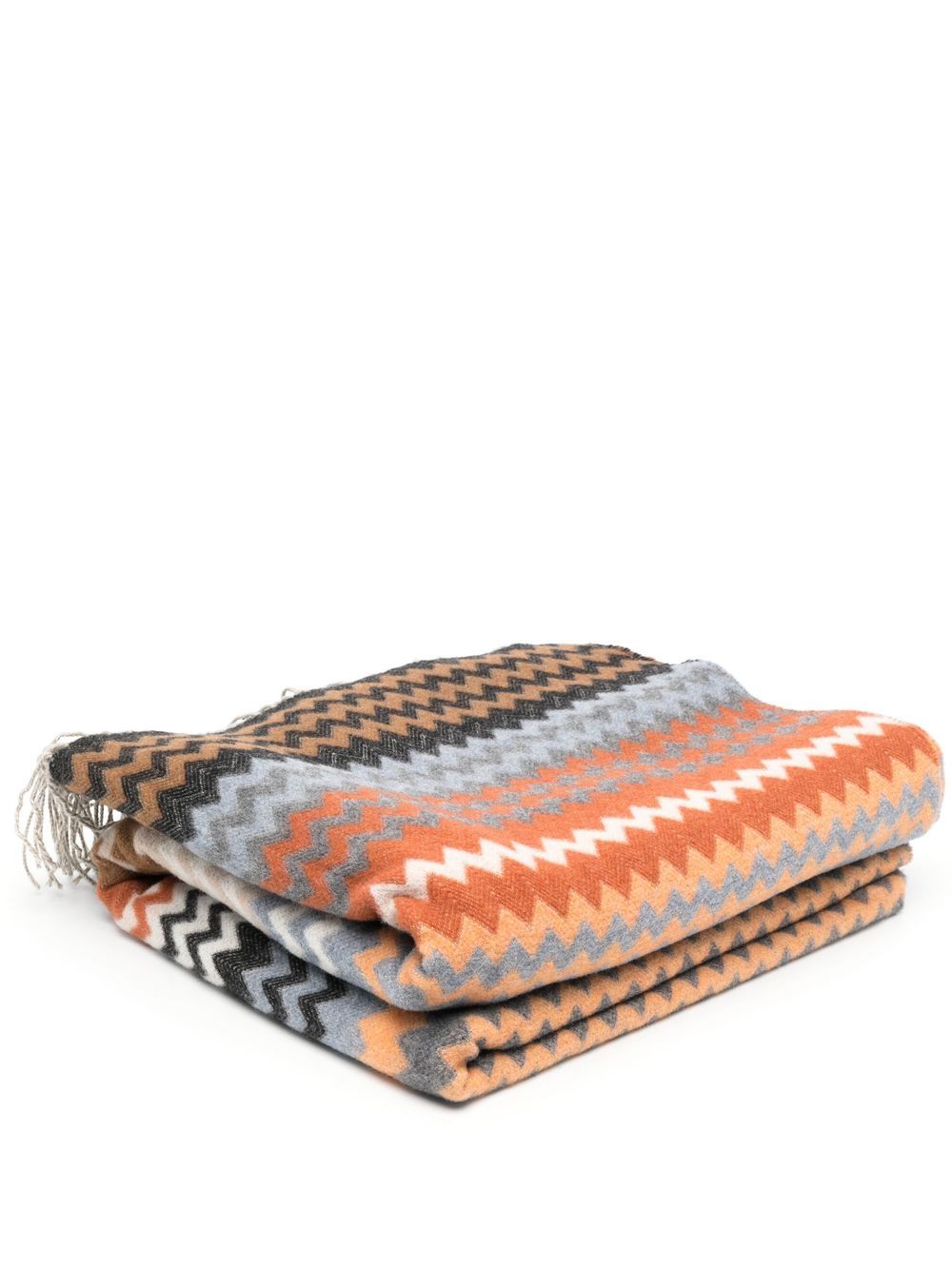 Missoni Home 羊毛混纺Z字形图案毯子 - 黑色