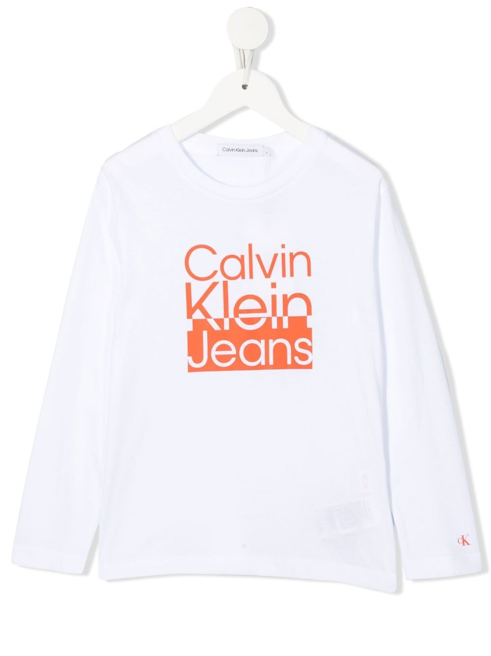 Calvin Klein Kids logo印花棉T恤 - 白色