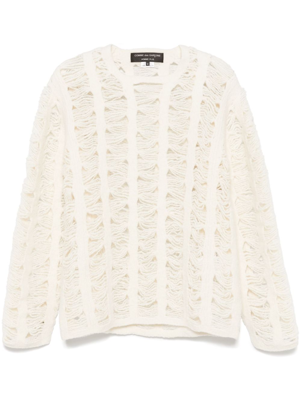 Comme des Garçons Homme Plus 撕裂效果细节毛衣 - 白色