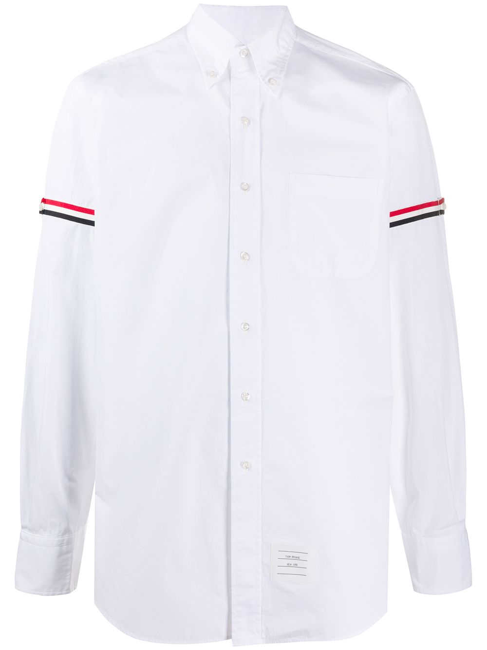 Thom Browne RWB 条纹排扣衬衫 - 白色
