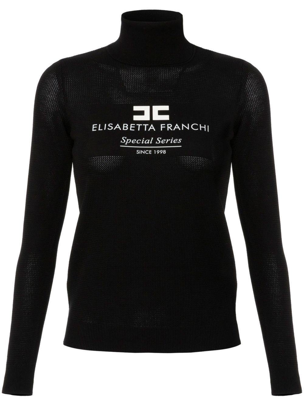 Elisabetta Franchi logo印花针织上衣 - 黑色