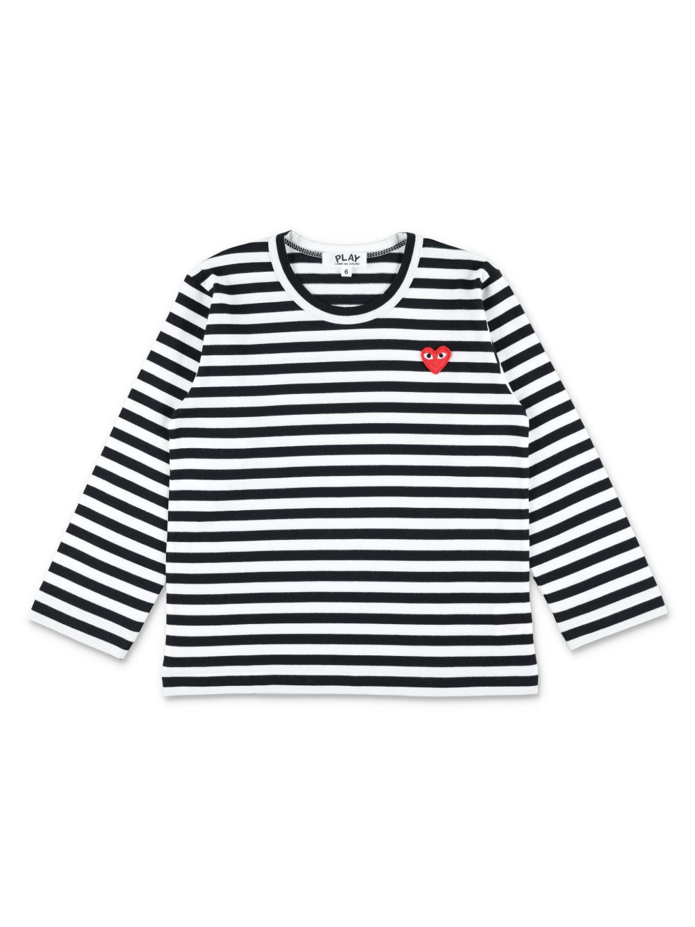 Comme Des Garçons Play Kids 心形贴花条纹T恤 - 白色
