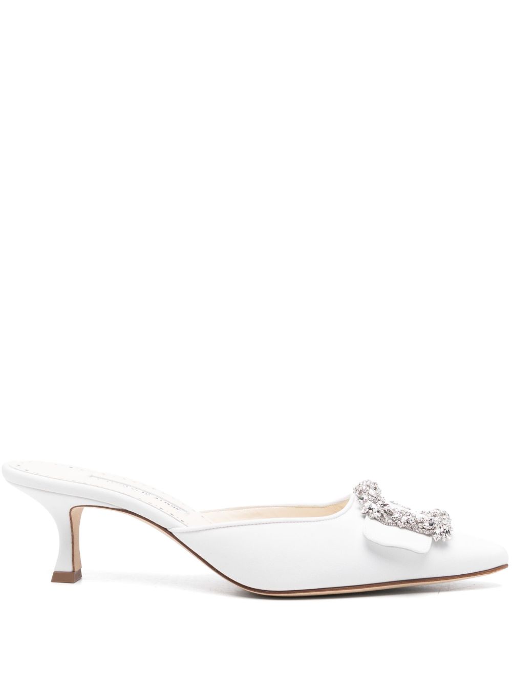 Manolo Blahnik Maysale 低跟穆勒鞋（5厘米） - 白色
