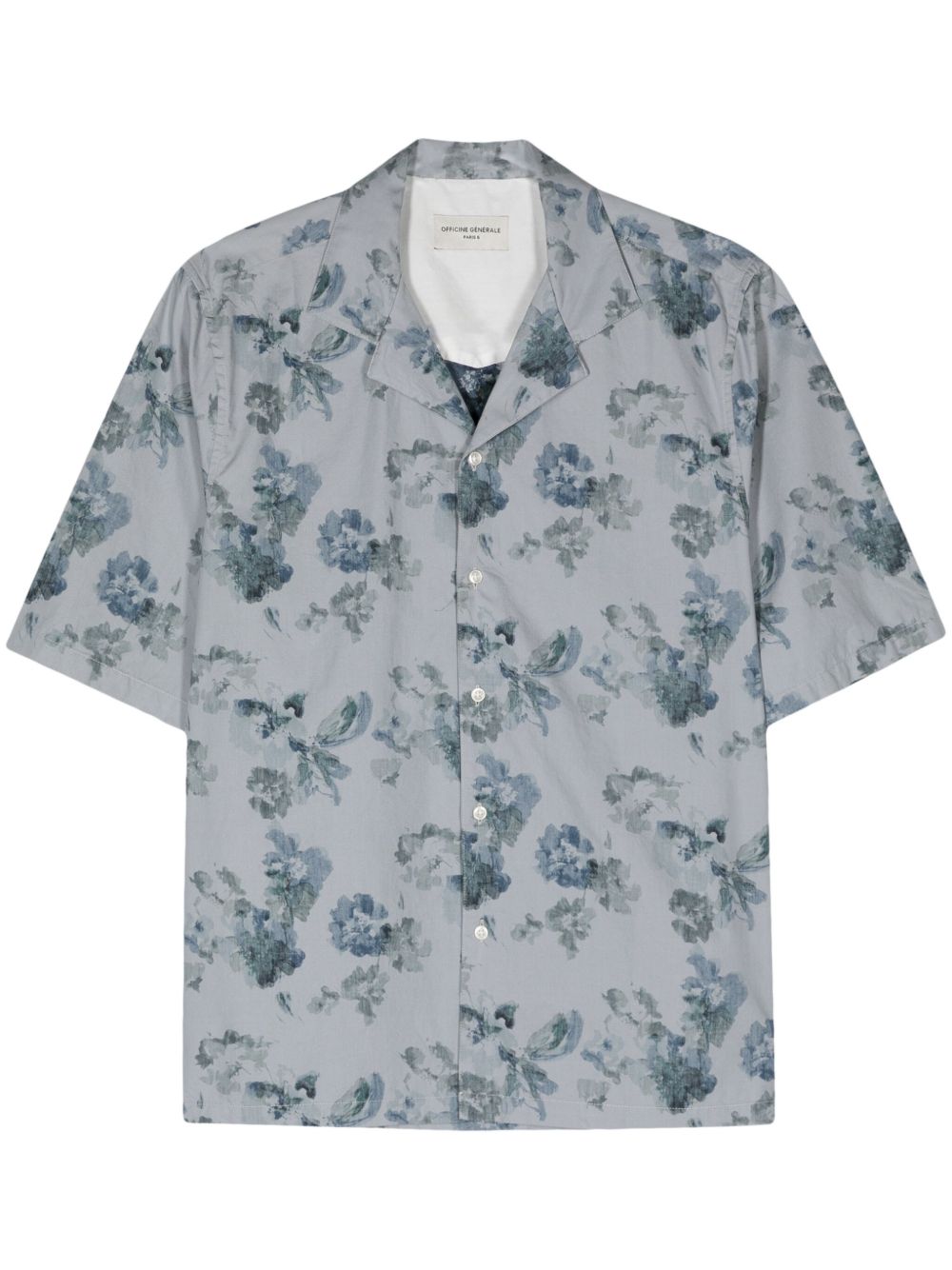 Officine Generale 花卉印花棉衬衫 - 蓝色