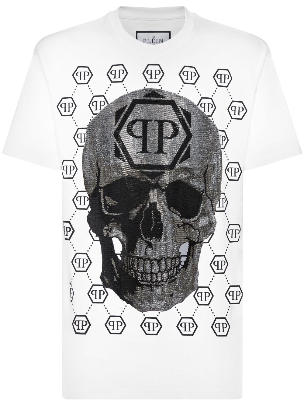 Philipp Plein 水钻缀饰棉T恤 - 白色