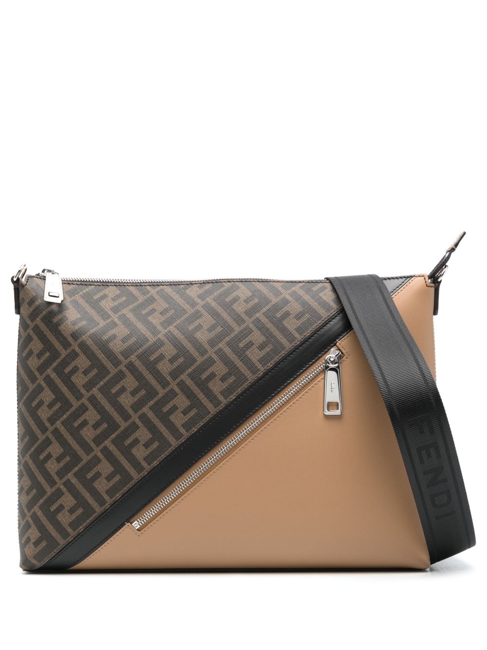 FENDI Zucca 经典logo图案邮差包 - 褐色