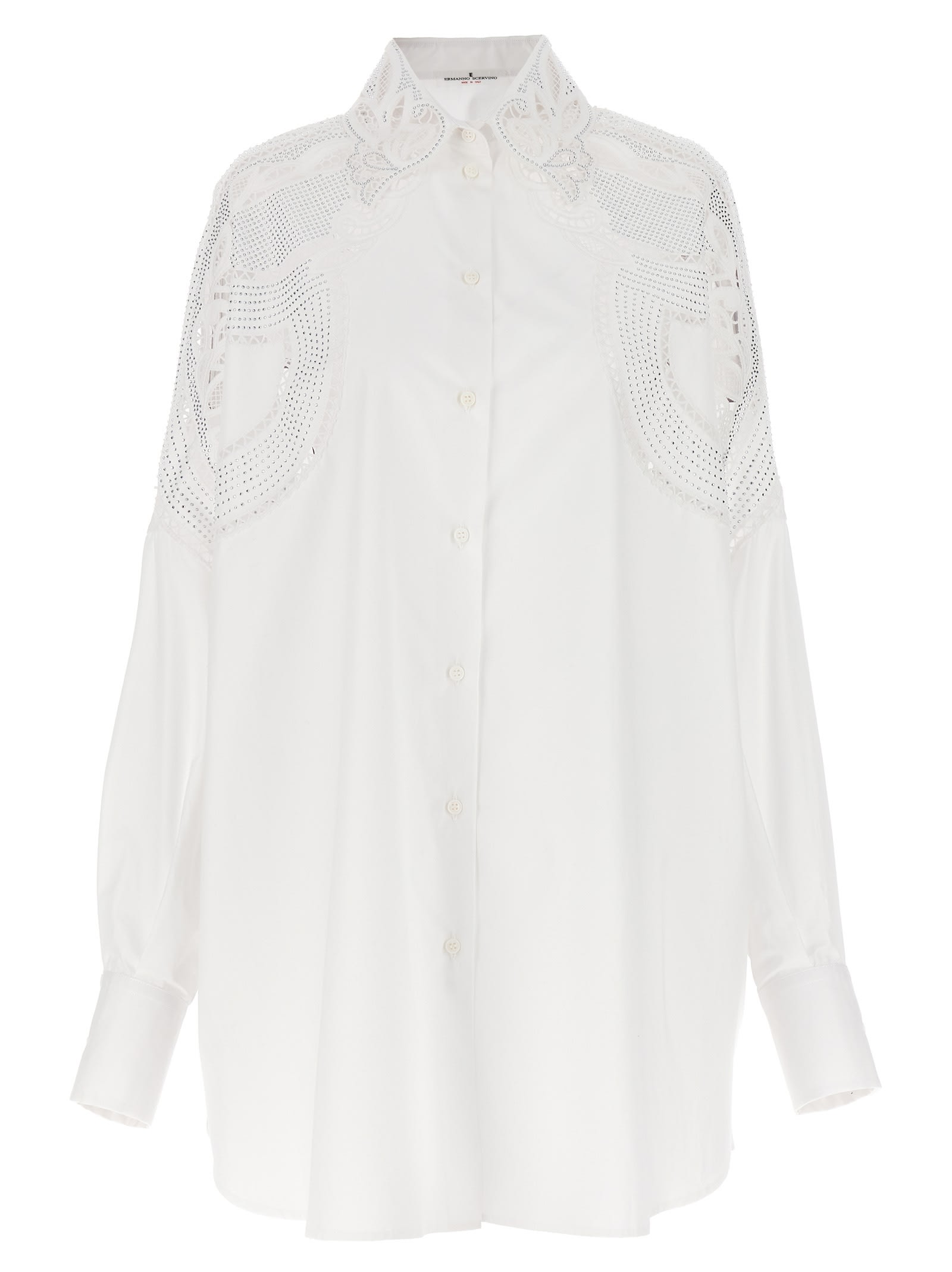 Ermanno Scervino White Over Shirt With Sangallo Lace Cut-outs