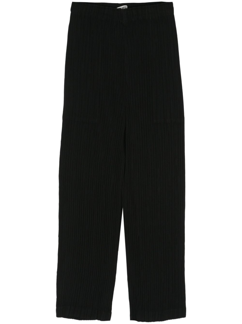 Pleats Please Issey Miyake 褶饰露踝裤 - 黑色