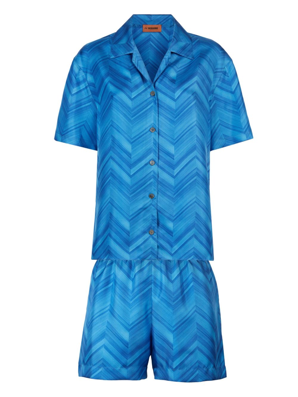 Missoni Home Z字形图案真丝睡衣套装 - 蓝色