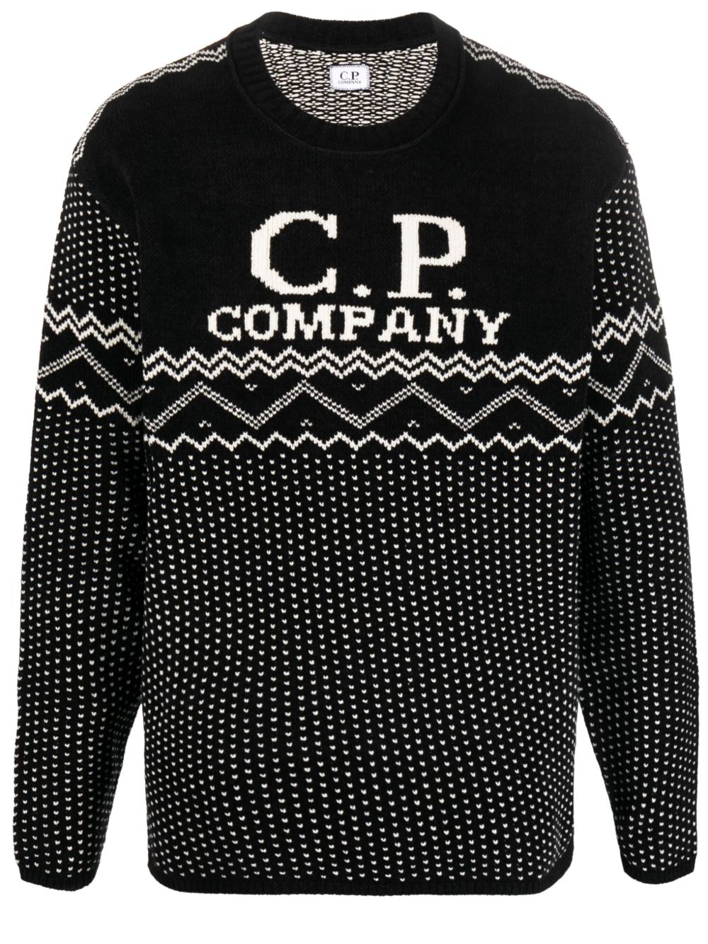 C.P. Company logo嵌花棉毛衣 - 黑色
