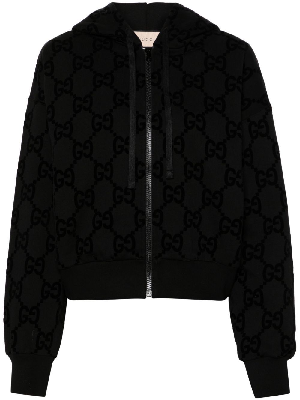 Gucci Interlocking-G 短款连帽衫 - 黑色