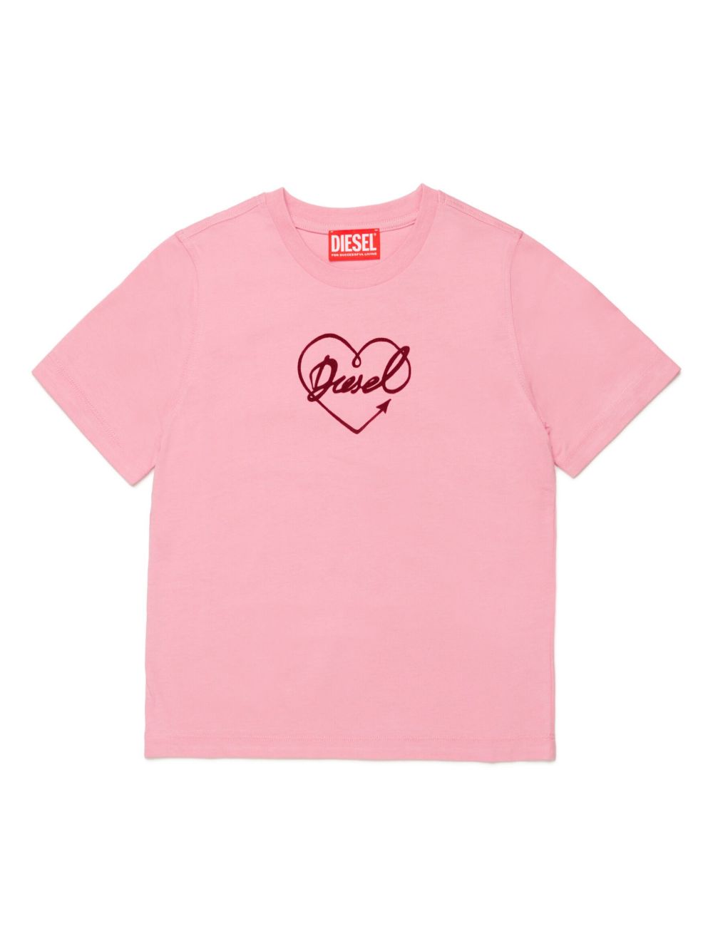 Diesel Kids 植绒logo棉T恤 - 粉色