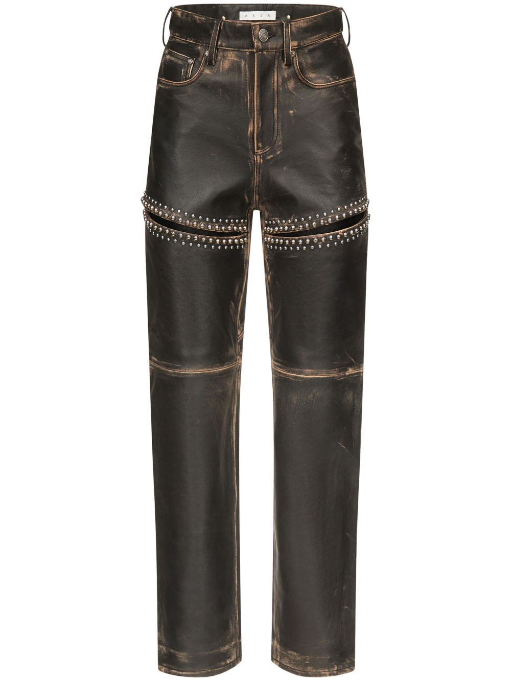 AREA Studded Leather Slit 牛仔裤 - 黑色