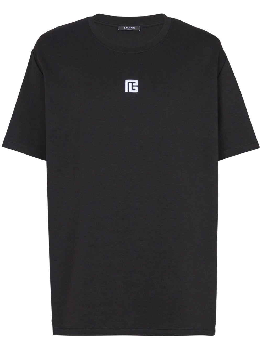 Balmain logo刺绣T恤 - 黑色