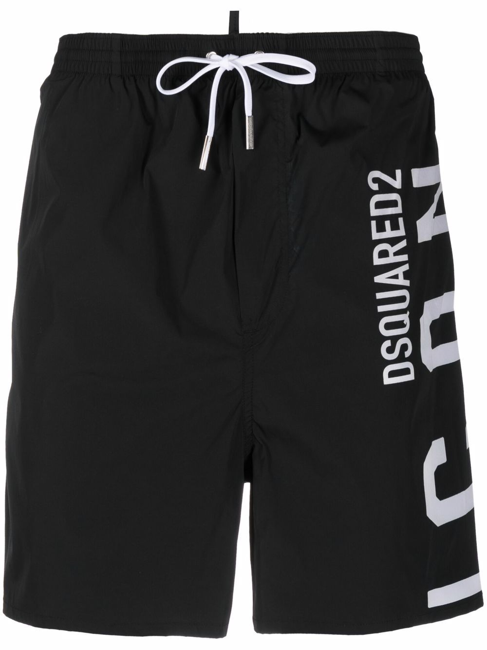 DSQUARED2 D2次方 logo印花抽绳泳裤 - 黑色