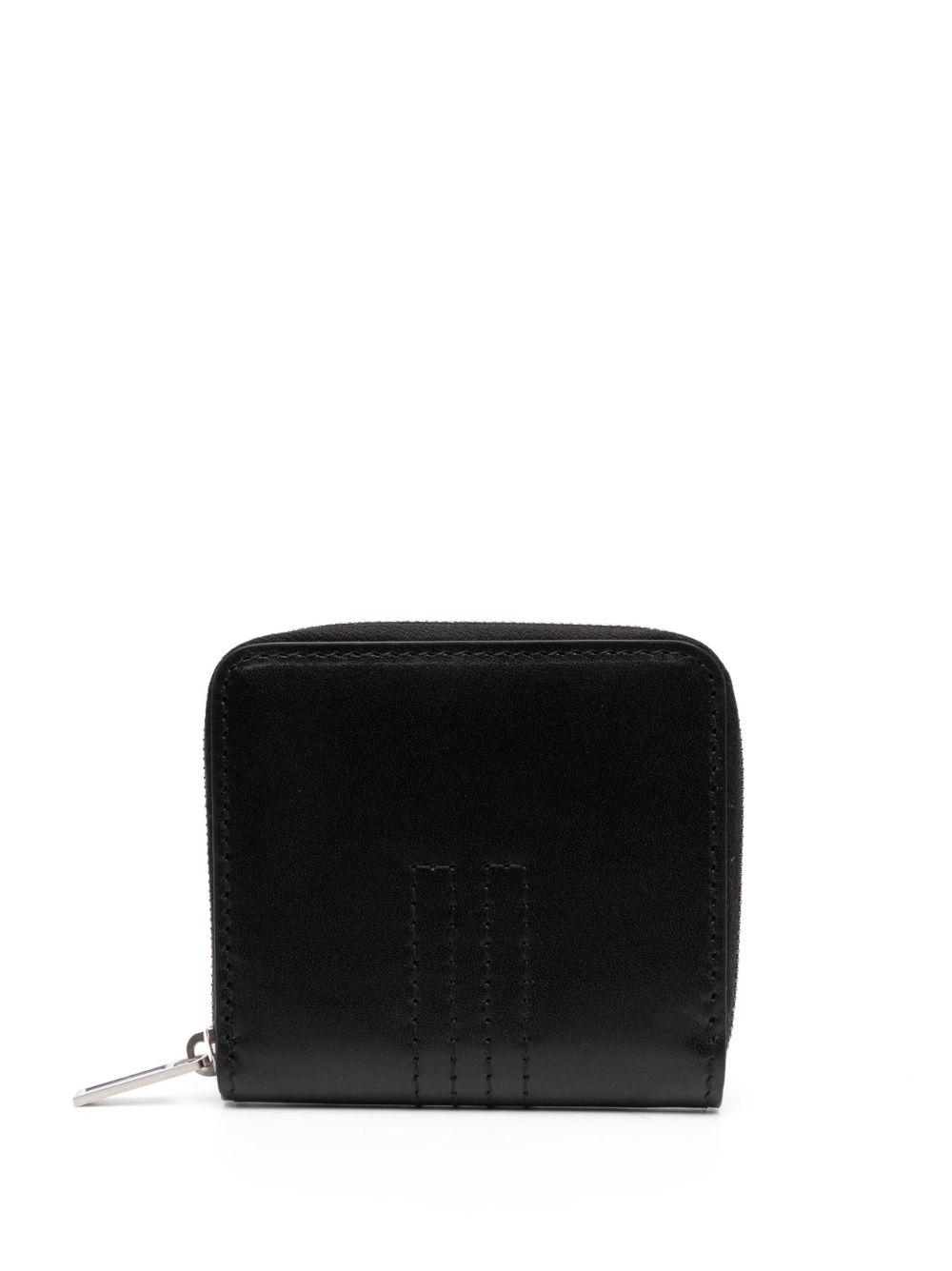 Rick Owens logo缝线皮质钱包 - 黑色