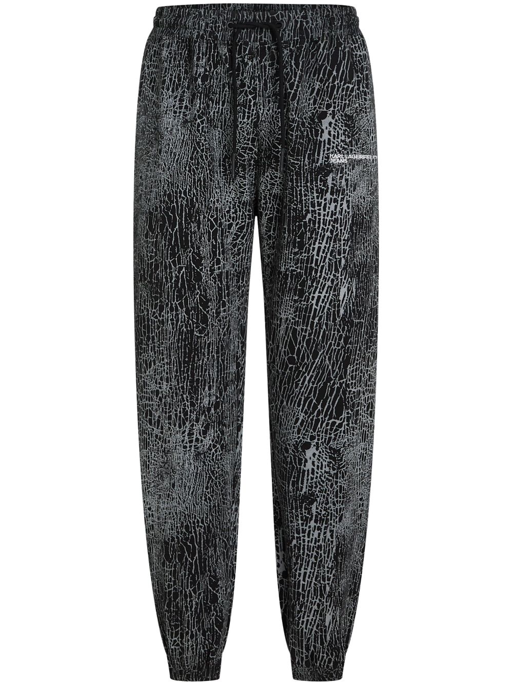 Karl Lagerfeld Jeans 刺绣裂纹印花运动裤 - 黑色
