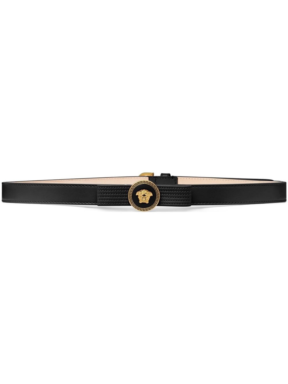 Versace Gianni Ribbon 皮质腰带 - 黑色