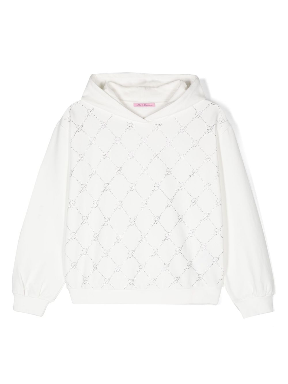 Miss Blumarine logo缀饰连帽衫 - 白色