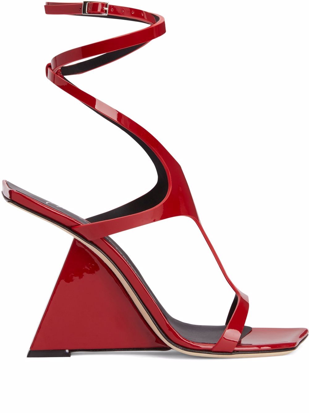Giuseppe Zanotti 曲线形裹踝高跟凉鞋 - 红色