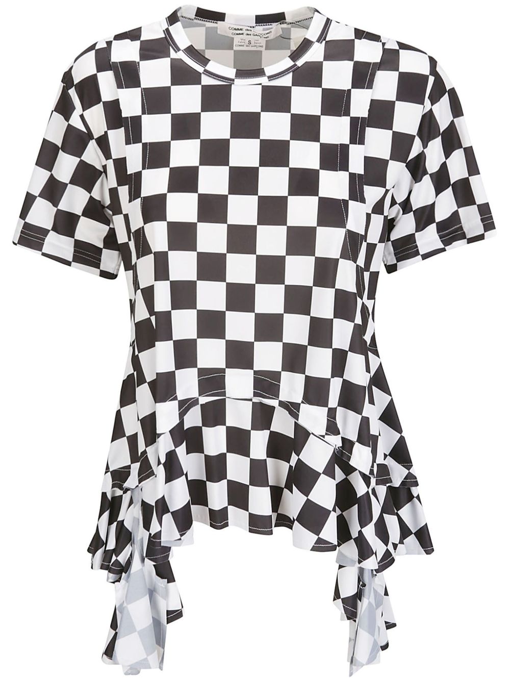 Comme Des Garçons Comme Des Garçons 不规则下摆格纹T恤 - 白色