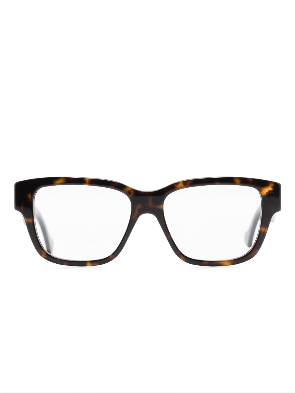 Gucci Eyewear logo雕刻长方形镜框眼镜 - 褐色
