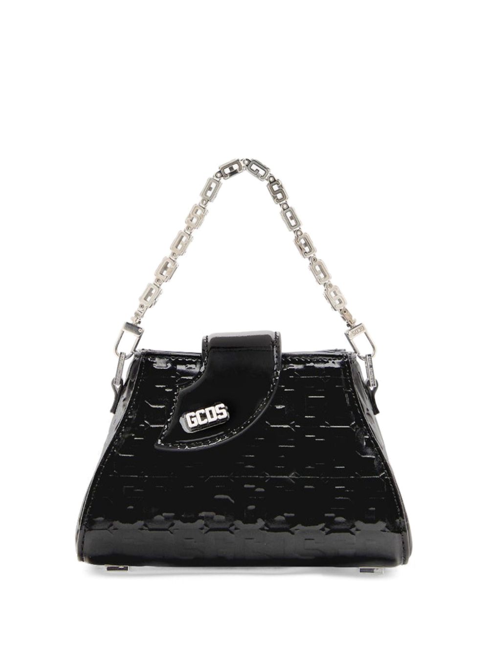 GCDS Comma Patent Monogram 迷你包 - 黑色