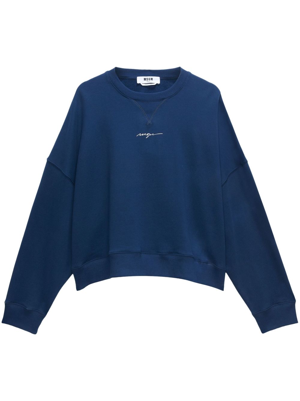MSGM logo印花垮肩卫衣 - 蓝色