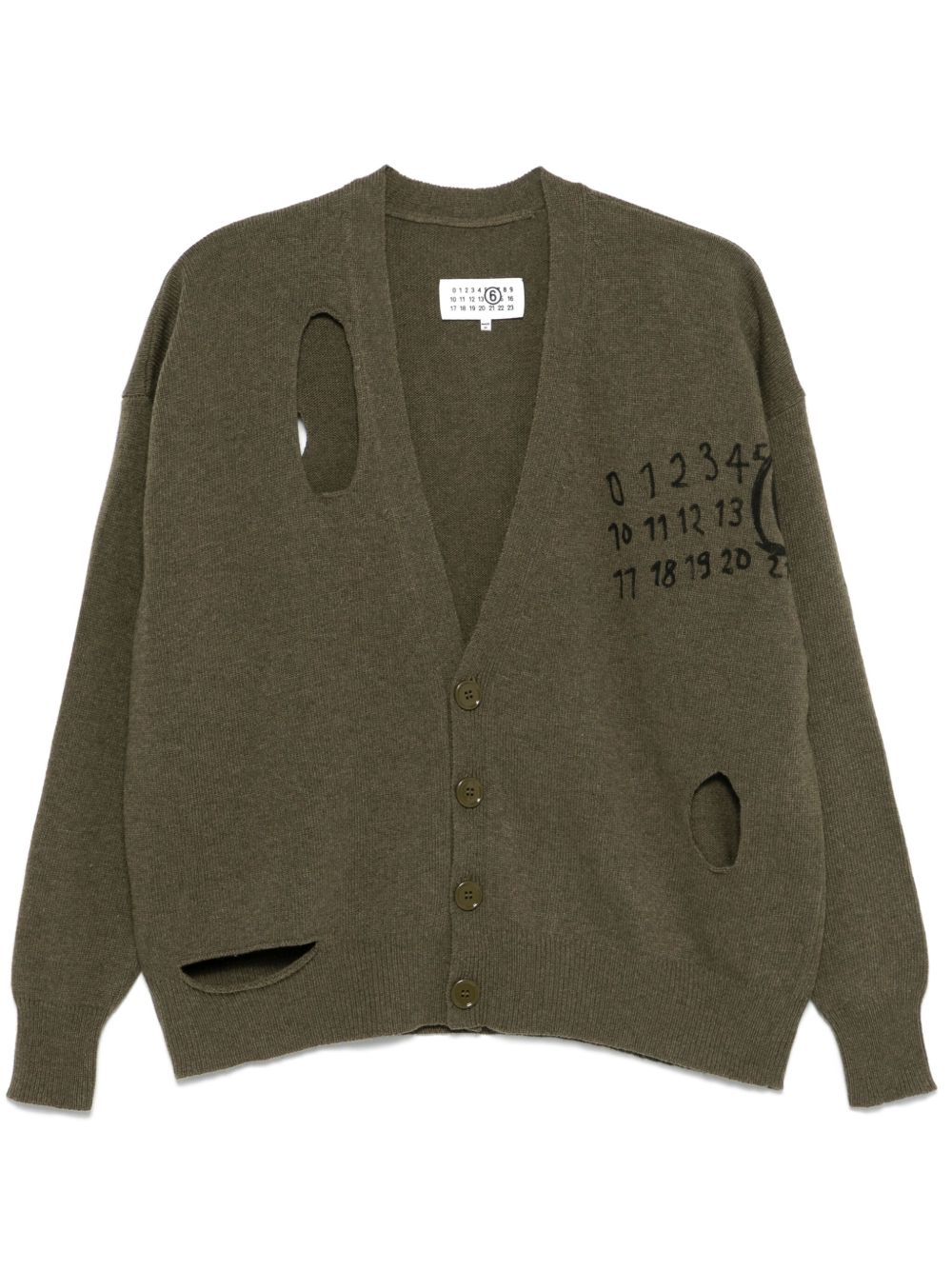 MM6 Maison Margiela 数字印花镂空开衫 - 绿色