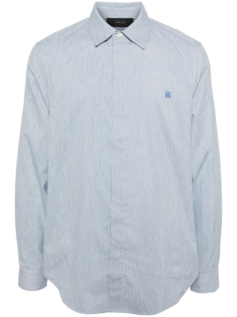 AMIRI logo刺绣条纹衬衫 - 蓝色