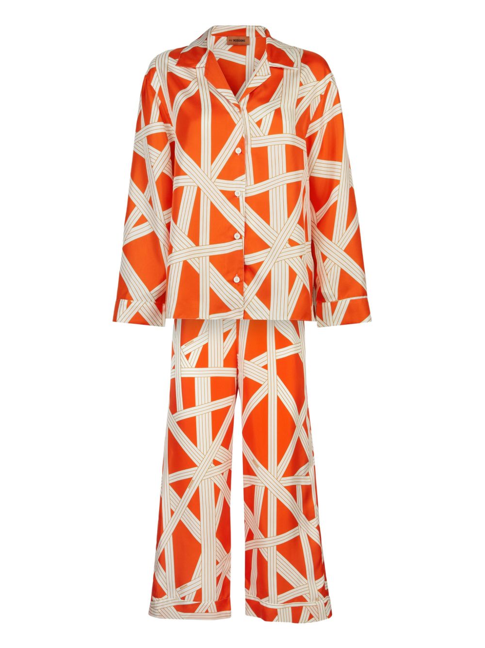 Missoni Home 图案印花真丝睡衣套装 - 橘色