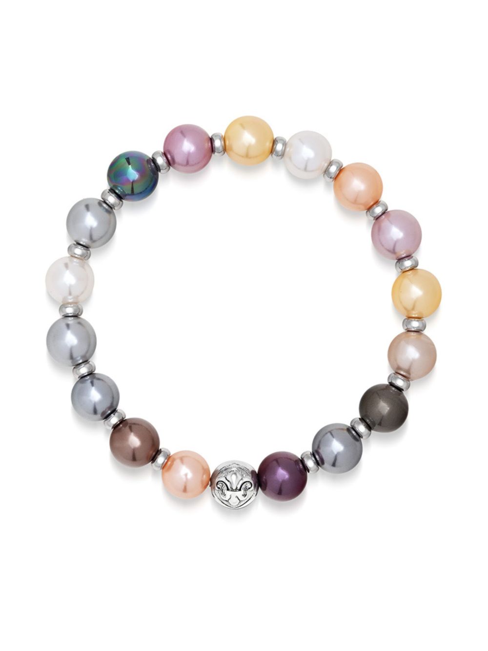 Nialaya Jewelry 珍珠串珠手链 - 银色