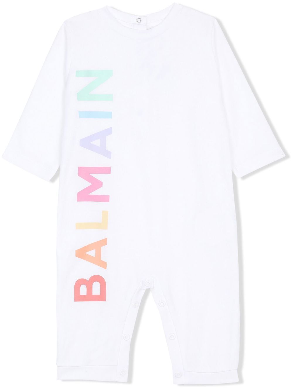 Balmain Kids logo印花棉连体衣 - 白色