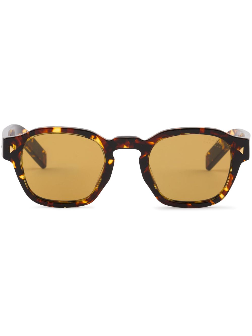 Prada Eyewear logo标牌方框太阳眼镜 - 褐色