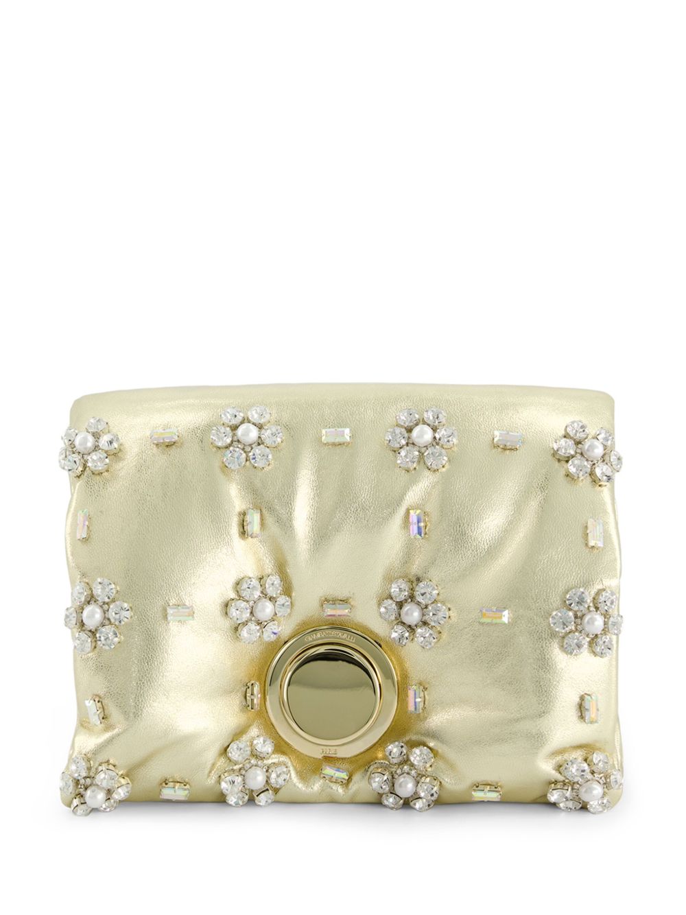 Giambattista Valli Airbag 金属感皮质手拿包 - 金色