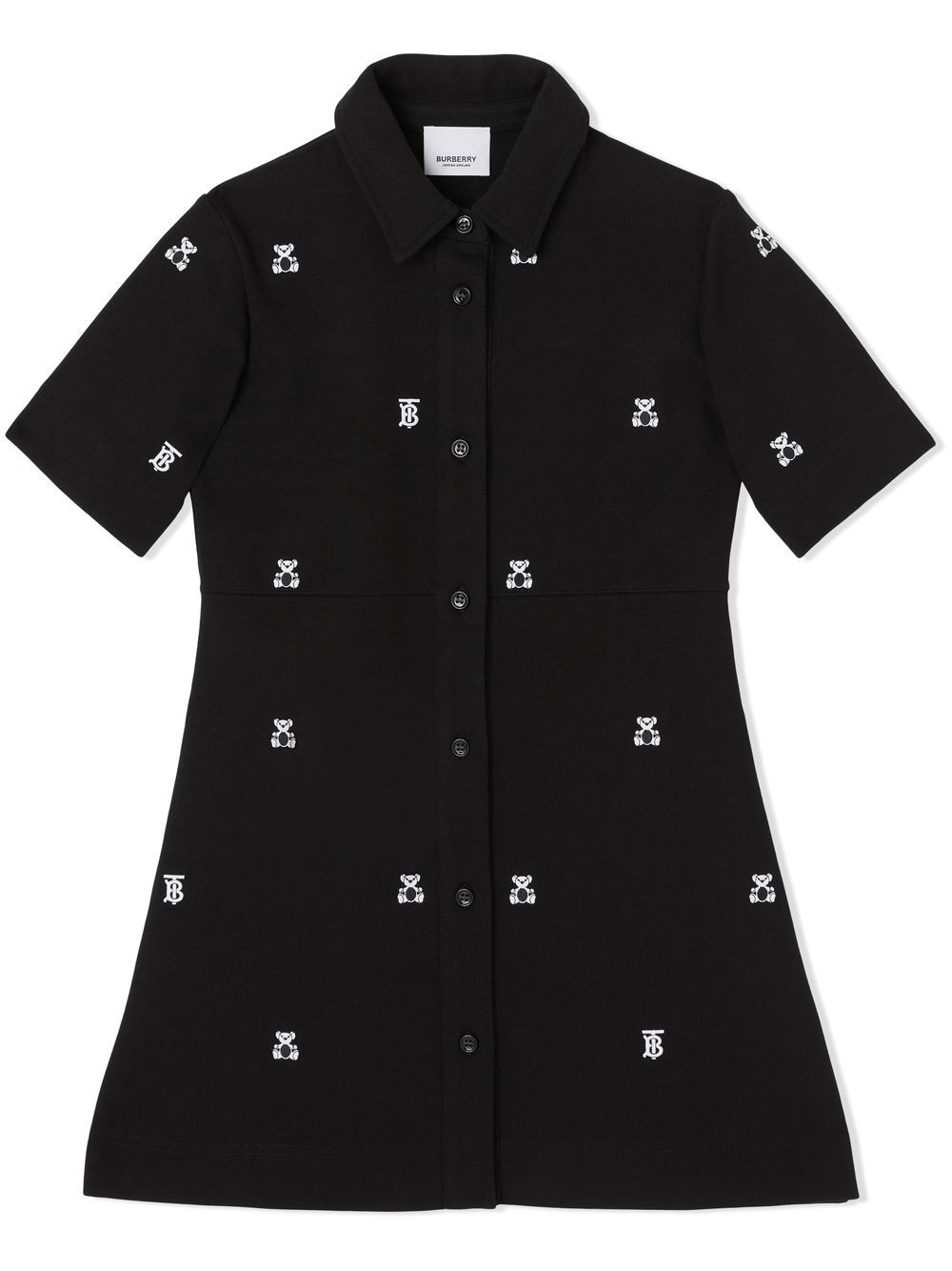 Burberry Kids Thomas Bear 刺绣衬衫裙 - 黑色