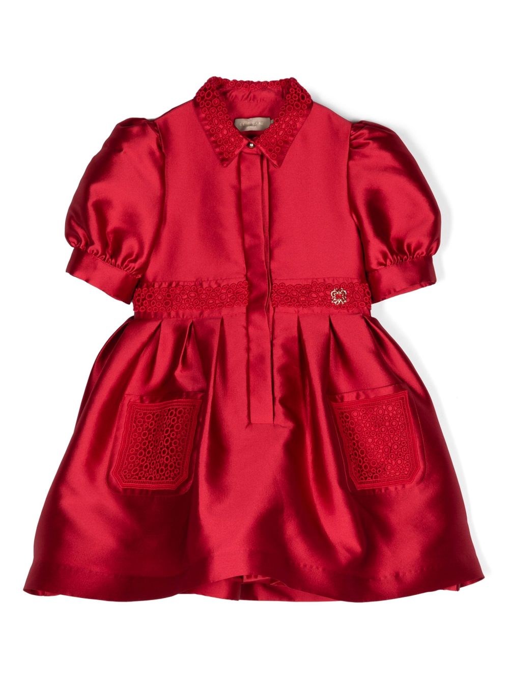 ELIE SAAB JUNIOR logo标牌连衣裙 - 红色