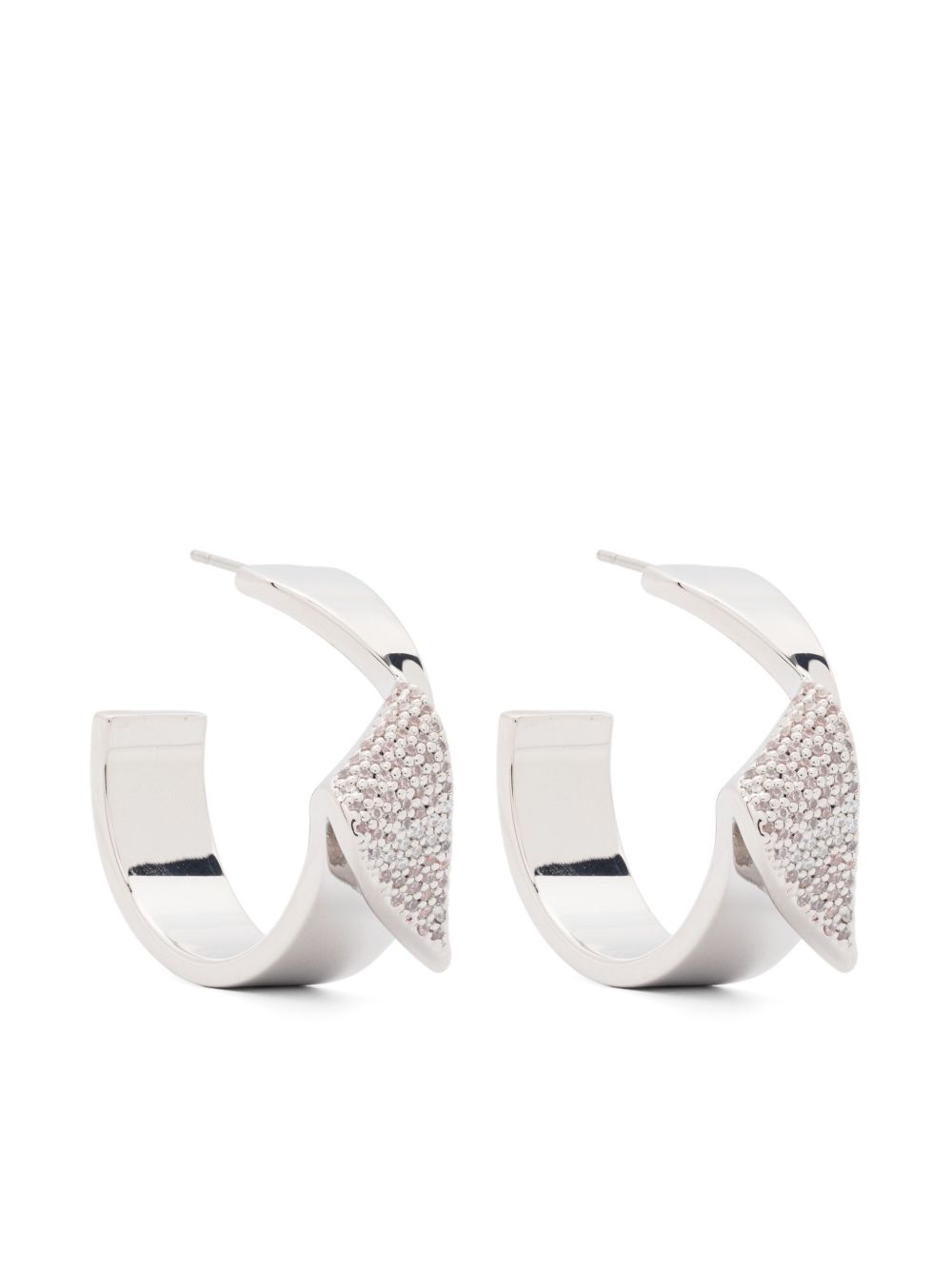 Eddie Borgo pavé folded hoops earrings - 银色