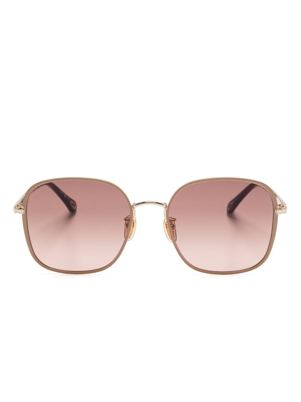 Chloé Eyewear 超大镜框太阳眼镜 - 金色