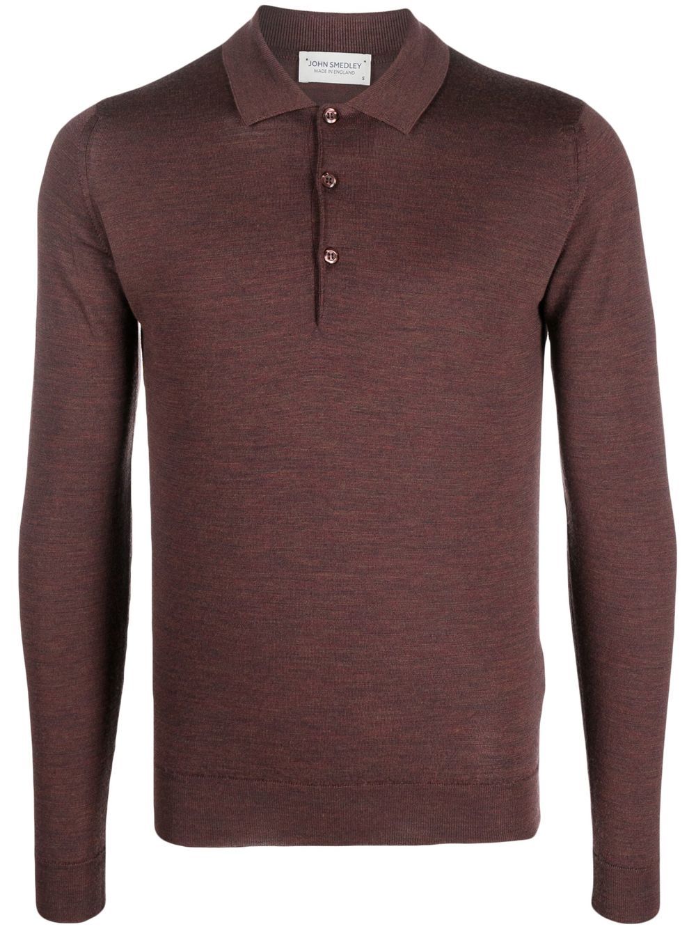 John Smedley 排扣长袖polo衫 - 红色